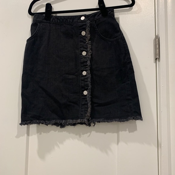 Pilcro Black Denim Frayed Skirt - Picture 2 of 5